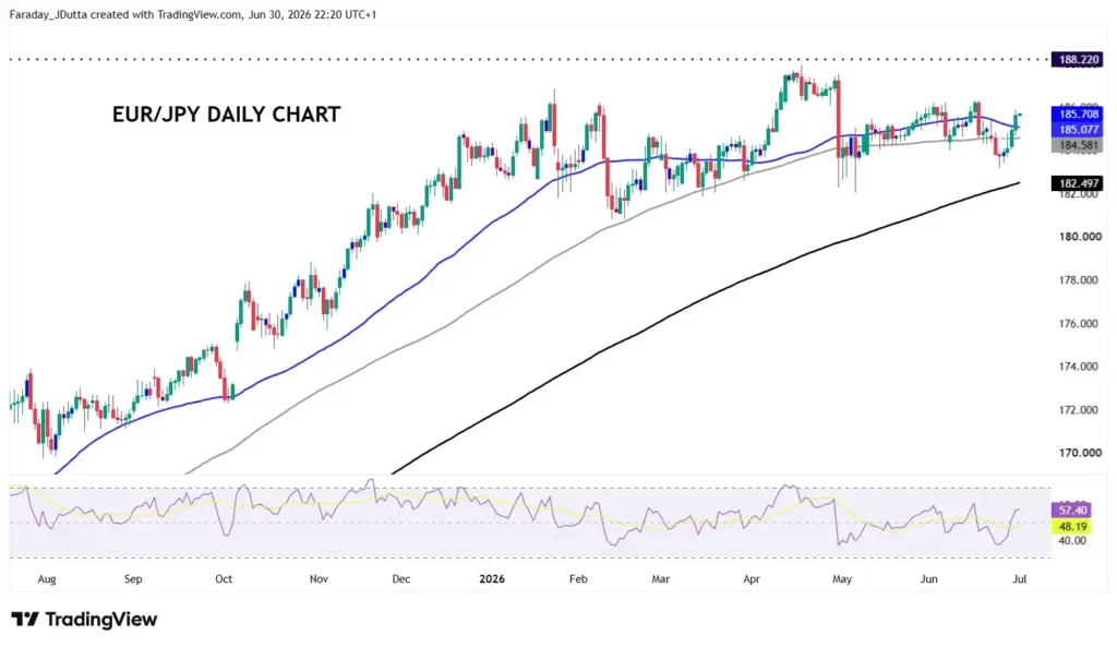 EUR/JPY daily price chart